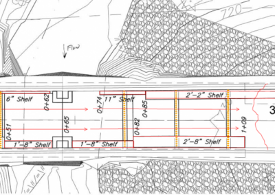 A drawn picture of the overview of the ground with scales and measurements.